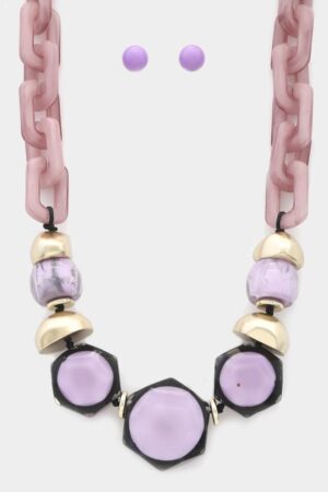 Hexagon Shape Link Oval Link Necklace