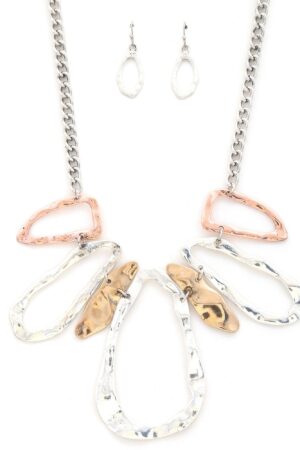 Fashion Open Oval Shape Design Chain Necklace And Earring Set