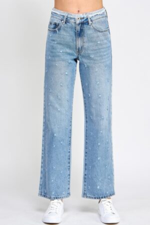 High Rise Dad Jeans W/ Fringe Waistband Detail