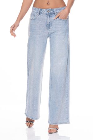 Denim Rhinestone Pants