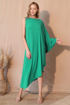 Matte Crepe One Sleeve Dress