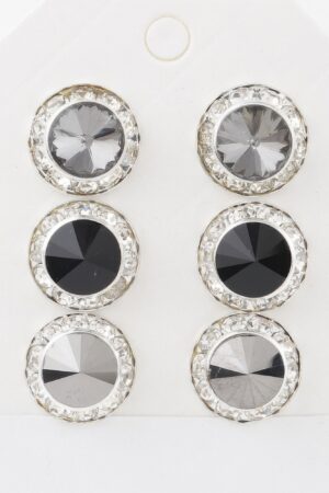 Triple Jeweled Stud Earrings Set