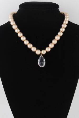 Clear Teardrop Beaded Necklace