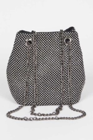 Rhinestone Bucket Chain Bag