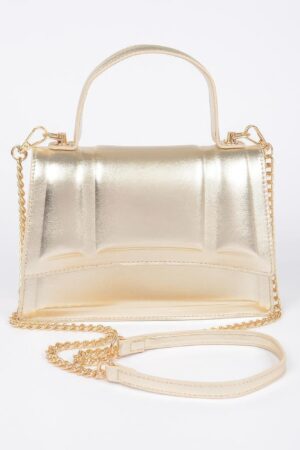 Metallic Top Handle Crossbody Bag