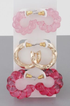 Multi Twisted Hoop Earrings Set