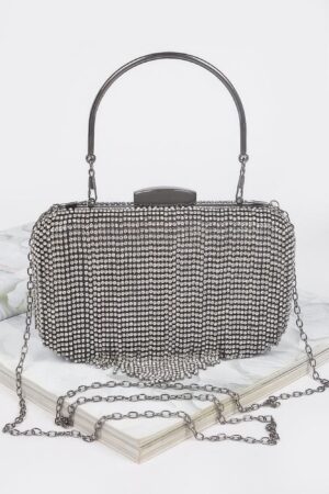 Rhinestone Fringe Hard Clutch