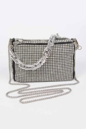 Oversized Rhinestone Bag W Link Chain