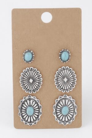 Multi Antique Stone Earrings Set