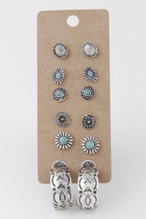 Antique Sun Stud Earrings Set