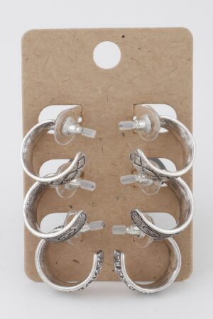 Multi Antique Hoop Earrings Set