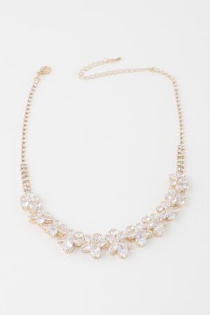 Double Crystal Flower Charm Necklace