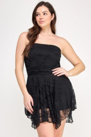 Plus Size Ots Lace Overlay Assym Dress