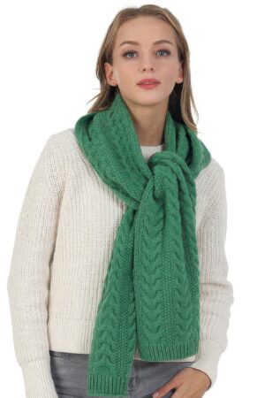 Solid Color Cable Knitted Scarf