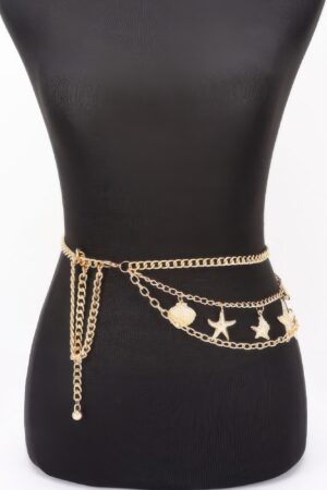 Seashell Starfish Layered Chain Belt