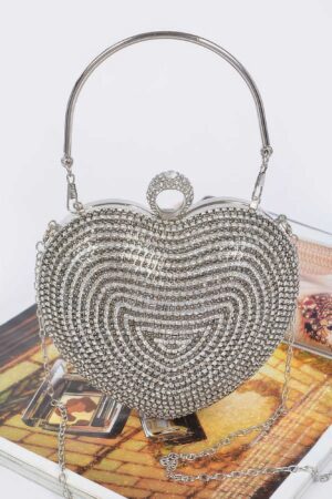 Rhinestone Heart Shape Party Clutch