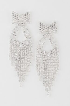 Rhinestone Ribbon Drop Earrings