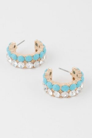 Double Jewel Stone Hoop Earrings