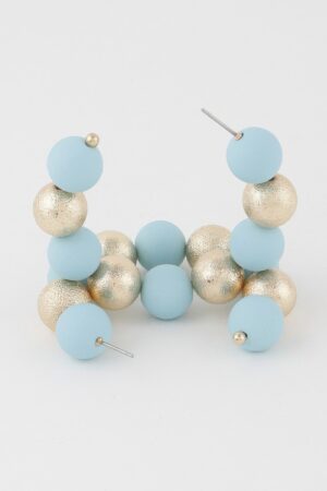 Two Toned Beaded Hoop Earrings